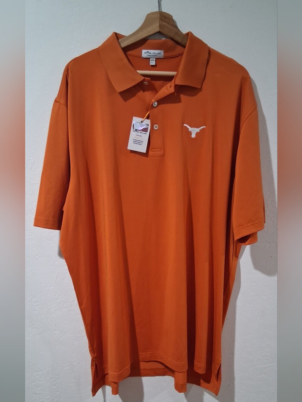 NWT Peter Millar Men's Orange Polo with White Longhorn Logo